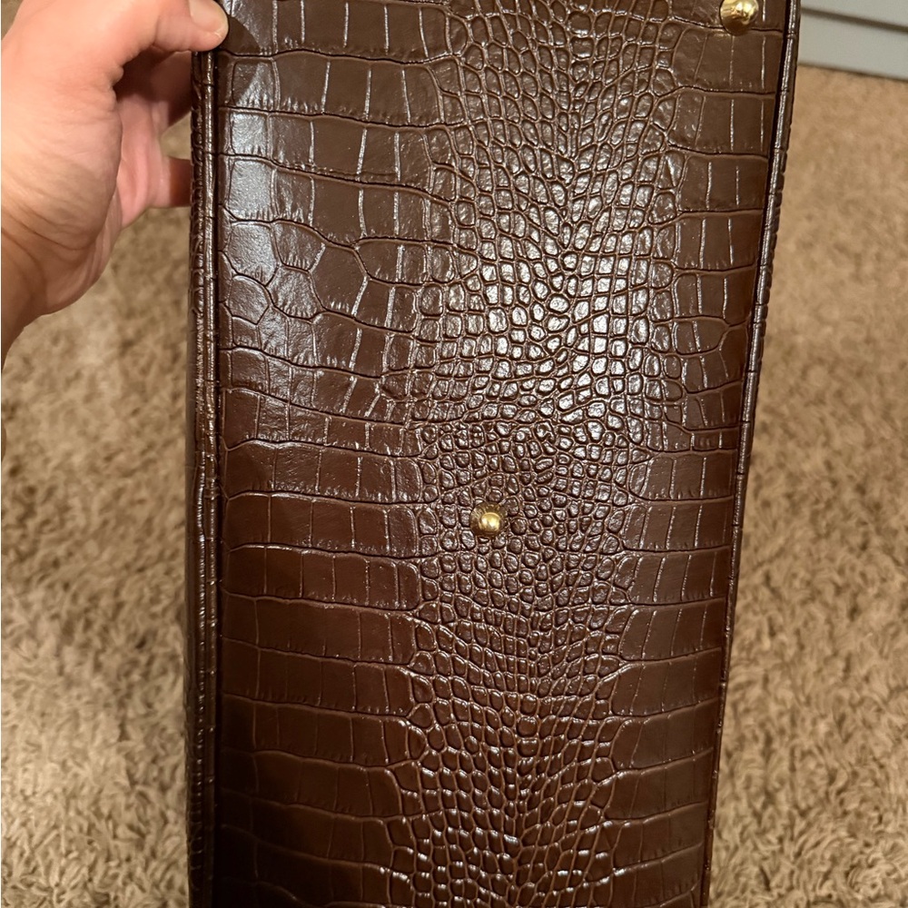 Massimo Castelli Brown Croc-Embossed Large Leather Bag - Picture 6 of 11